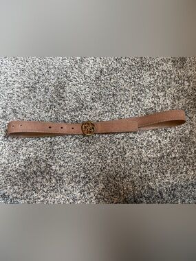 Guess Brown Leather Belt with Gold Logo Buckle
